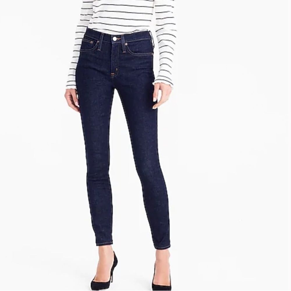 J. Crew 10” High Rise Toothpick Skinny Jeans Dark Ink Wash Size 31